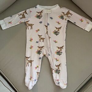 Charming Footie with Deer and Floral Print
